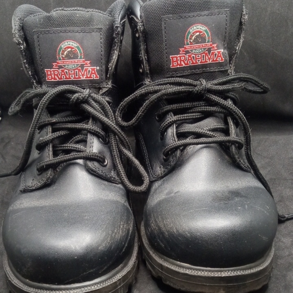 Brahma Black Lace-Up Boots